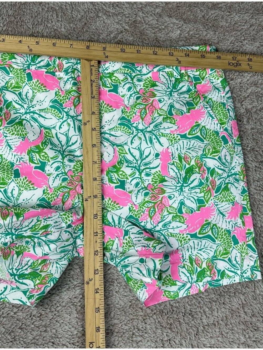LillyPulitzer Gretchen 5” High-Rise Shorts Botanical Green Just Wing It Size 10 - Picture 6 of 16